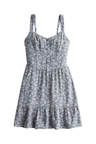 Jurk met Ruches - Wit en Marineblauw