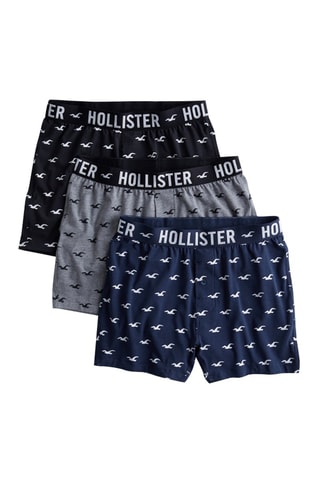 3 Boxershorts Marineblauw en Lichtgrijs