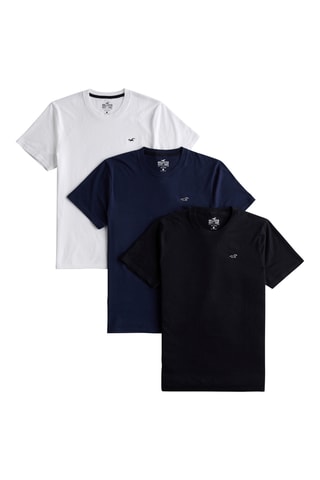 3 T-shirts - Wit en Marineblauw