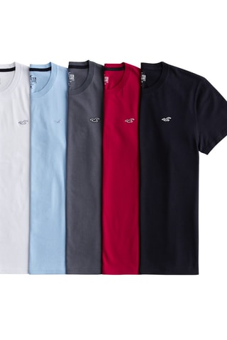 5 T-shirts - Wit, rood en hemelsblauw