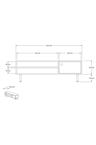 Meuble TV 1 porte Avila - 120 x 38 x 30 cm
