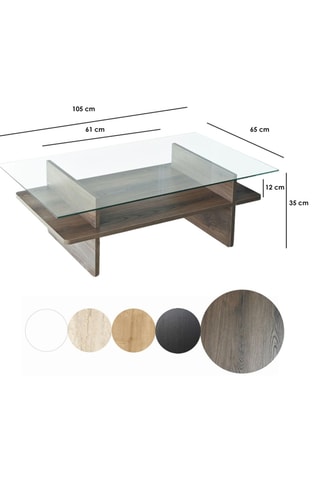 Table basse Saga Rectangle  - Plateau en verre trempé - 105 x 35 x 65 cm