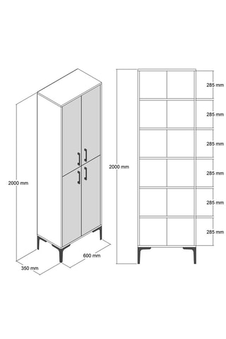Meuble de rangement 4 portes  - 60 x 200 x 35 cm