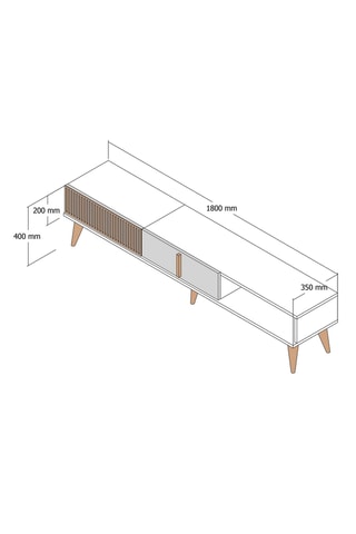 Meuble TV 2 abattants  - 180 x 40 x 35 cm