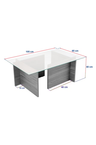 Table basse Vetrino  - Plateau en verre trempé - 105 x 40 x 65 cm