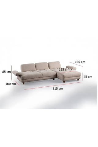 Canapé d'angle droit Nice L - Crème - 3 places - En tissu