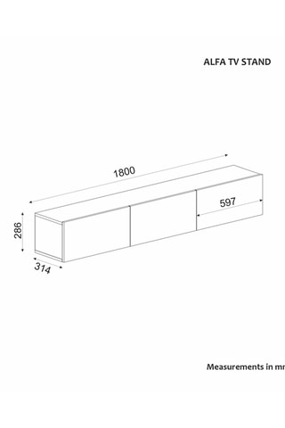 Meuble TV 3 abattants Alfa - 28,6 x 180 x 31,4 cm