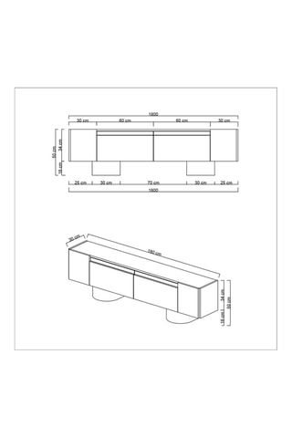 Meuble TV Bohem 2 abattants  - 180 x 30 x 50 cm