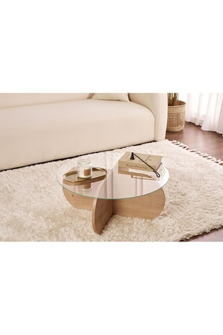 Table basse avec plateau en verre trempé Aeris - 75 x 75 x 35 cm