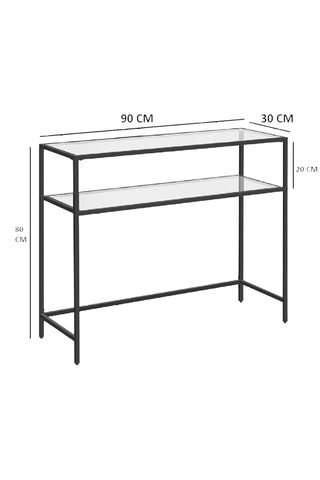 Console avec plateau en verre trempé - 90 x 30 x 80 cm