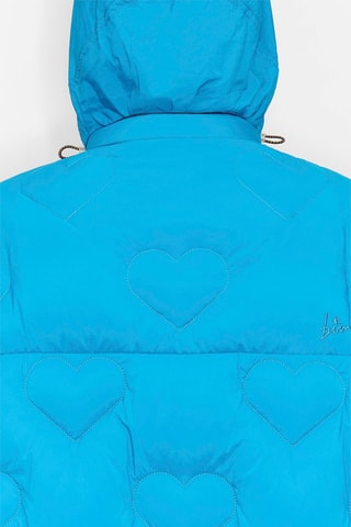 Gewatteerde Lange Jas met Capuchon - Blauw 
