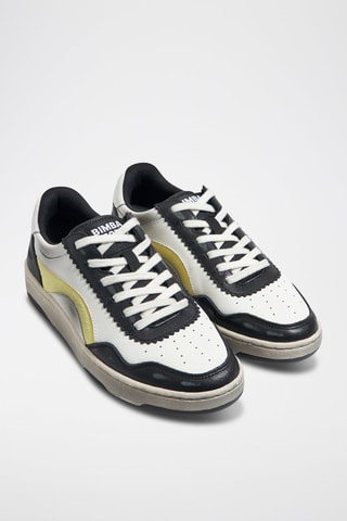 Leren en Splitleren Sneakers - Wit en Zwart