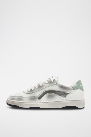 Leren Sneakers - Wit en Zilverkleurig