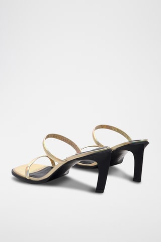 Leren Sandalen met Hak - Zwart en Goudkleurig