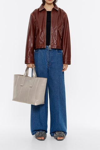 Leren Shopper - Groengrijs