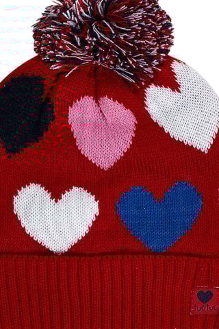 Muts met Pompon en Colsjaal - Rood