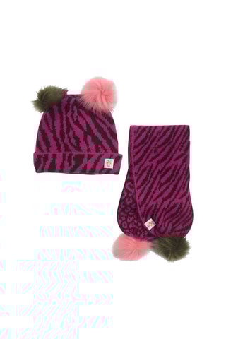 Muts met Pompon en Sjaal - Bordeauxrood