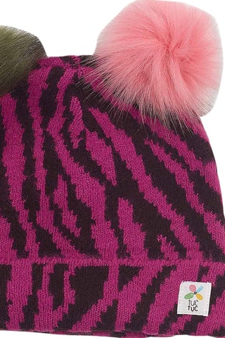 Muts met Pompon en Sjaal - Bordeauxrood