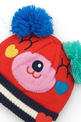 Muts met Pompons en Colsjaal - Rood