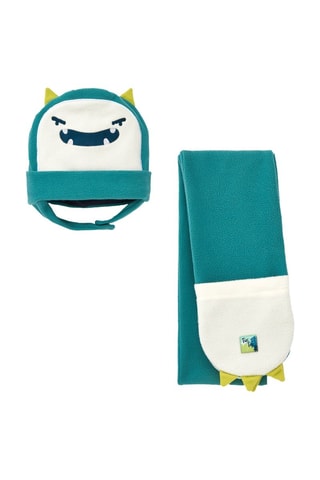 Fleece Muts en Sjaal - Pauwblauw