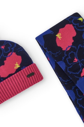 Muts met Pompon en Sjaal - Marineblauw