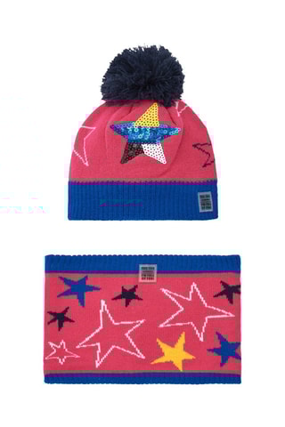 Muts met Pompon en Colsjaal - Roze
