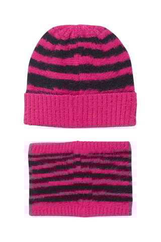 Muts en colsjaal - Fuchsia en Zwart