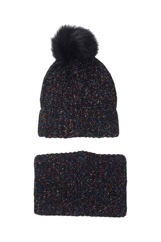 Muts met Pompon en Colsjaal - Zwart
