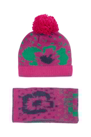 Muts met Pompon en Colsjaal - Roze