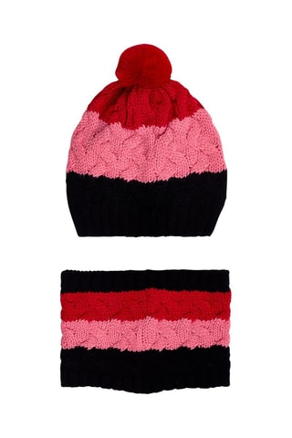 Muts met Pompon en Colsjaal - Roze