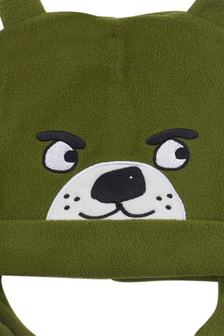 Fleece Muts met Oortjes en Sjaal - Olijfgroen