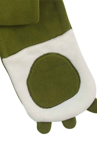 Fleece Muts met Oortjes en Sjaal - Olijfgroen