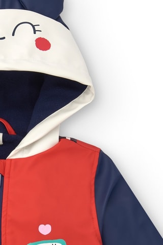 Regenjas met capuchon - Rood en Marineblauw