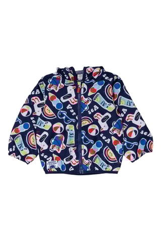 Windjack met Capuchon Beach Day - Marineblauw en Rood