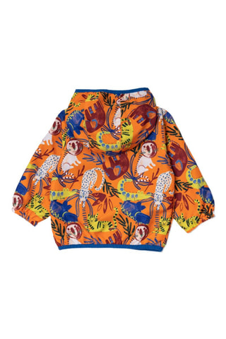 Windjack met Capuchon Eco-Safari - Oranje en Marineblauw