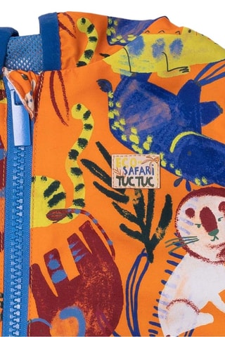 Windjack met Capuchon Eco-Safari - Oranje en Marineblauw
