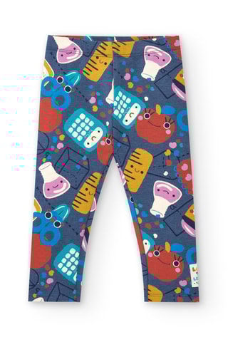 Fleece legging - Blauw en Steenrood