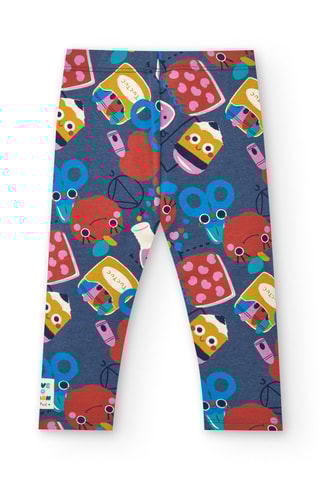 Fleece legging - Blauw en Steenrood