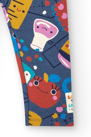 Fleece legging - Blauw en Steenrood