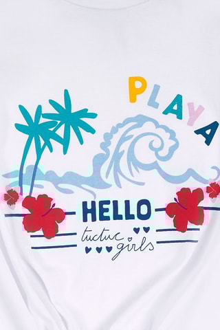 Geknoopt T-shirt Hello Playa - Wit