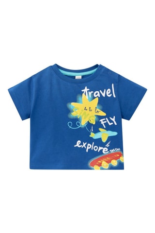 T-shirt Run Sing Jump - Kobaltblauw