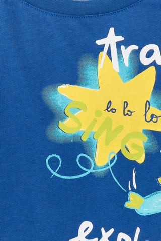 T-shirt Run Sing Jump - Kobaltblauw