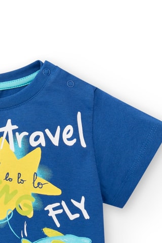 T-shirt Run Sing Jump - Kobaltblauw