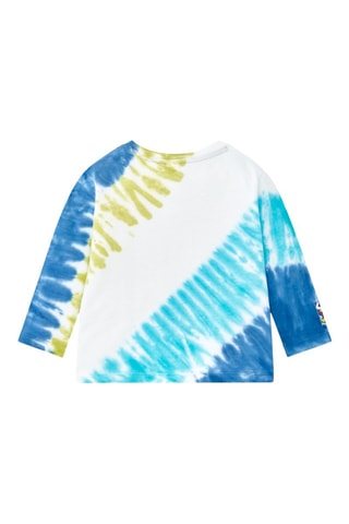 T-shirt Tie and Dye Run Sing Jump - Kobaltblauw