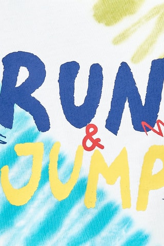 T-shirt Tie and Dye Run Sing Jump - Kobaltblauw