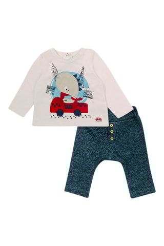 T-shirt en Broek - Gemêleerd petrolblauw en Lichtgrijs