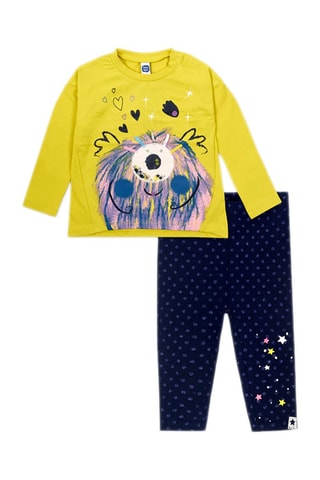 T-shirt en Legging - Lichtgroen en Marineblauw