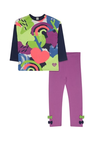 T-shirt en Legging - Paars en Marineblauw
