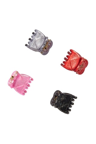 4 Haarklemmen - Rood, roze en zwart