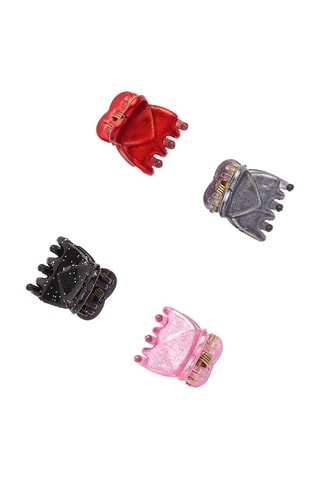 4 Haarklemmen - Rood, roze en zwart